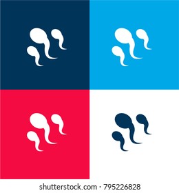 Sperm four color material and minimal icon logo set in red and blue