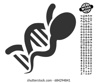 Sperm Genome icon with black bonus job clip art. Sperm Genome vector illustration style is a flat gray iconic symbol for web design, app user interfaces.