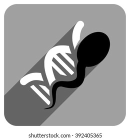Sperm Genome long shadow vector icon. Style is a flat sperm genome iconic symbol on a gray square background.