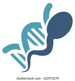 Sperm Genome vector icon. Style is bicolor flat symbol, cyan and blue colors, rounded angles, white background.