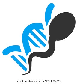 Sperm Genome vector icon. Style is bicolor flat symbol, blue and gray colors, rounded angles, white background.