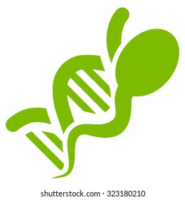 Sperm Genome vector icon. Style is flat symbol, eco green color, rounded angles, white background.