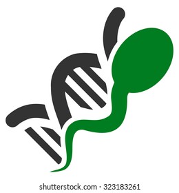 Sperm Genome vector icon. Style is bicolor flat symbol, green and gray colors, rounded angles, white background.