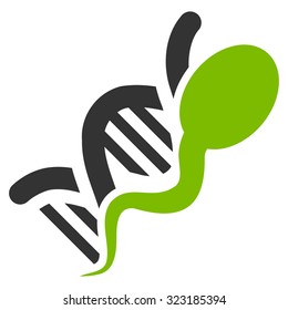 Sperm Genome vector icon. Style is bicolor flat symbol, eco green and gray colors, rounded angles, white background.