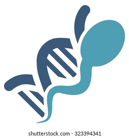 Sperm Genome vector icon. Style is bicolor flat symbol, cyan and blue colors, rounded angles, white background.