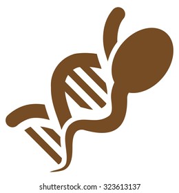 Sperm Genome vector icon. Style is flat symbol, brown color, rounded angles, white background.