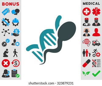 Sperm Genome vector icon. Style is bicolor flat symbol, soft blue colors, rounded angles, white background.