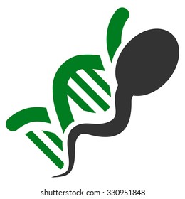 Sperm Genome vector icon. Style is bicolor flat symbol, green and gray colors, rounded angles, white background.