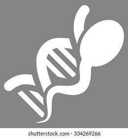 Sperm Genome vector icon. Style is flat symbol, white color, rounded angles, gray background.