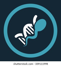 Sperm Genome vector icon. Style is bicolor flat rounded symbol, blue and white colors, rounded angles, dark blue background.