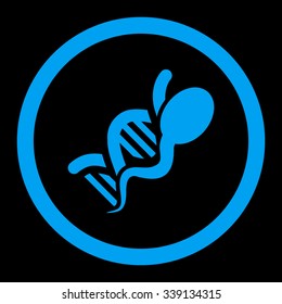 Sperm Genome vector icon. Style is flat rounded symbol, blue color, rounded angles, black background.
