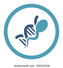 Sperm Genome vector icon. Style is bicolor flat rounded symbol, cyan and blue colors, rounded angles, white background.