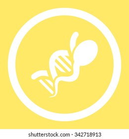 Sperm Genome vector icon. Style is flat rounded symbol, white color, rounded angles, yellow background.