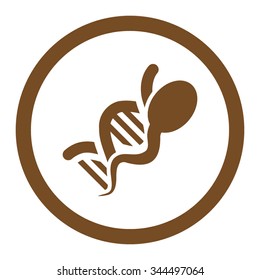 Sperm Genome vector icon. Style is flat rounded symbol, brown color, rounded angles, white background.
