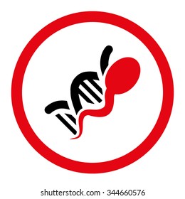 Sperm Genome vector icon. Style is bicolor flat rounded symbol, intensive red and black colors, rounded angles, white background.