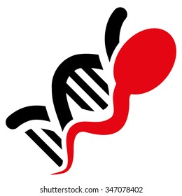Sperm Genome vector icon. Style is bicolor flat symbol, intensive red and black colors, rounded angles, white background.