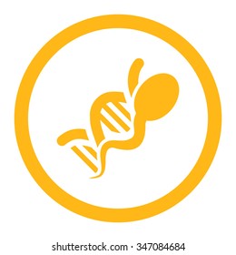 Sperm Genome vector icon. Style is flat rounded symbol, yellow color, rounded angles, white background.