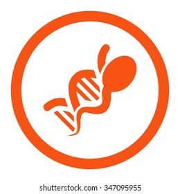 Sperm Genome vector icon. Style is flat rounded symbol, orange color, rounded angles, white background.