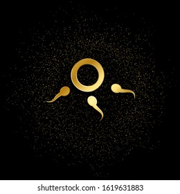 sperm gold icon. Vector illustration of golden particle background.