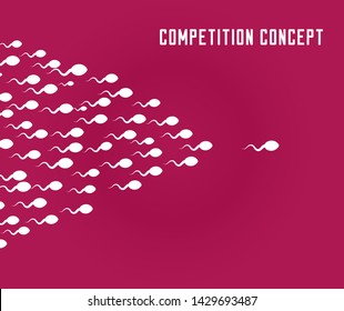 Sperm (human male semen) vector cartoon flat and simple illustration for competition concept. The firs wins.
