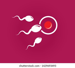 Sperm (human male semen) vector cartoon flat and simple illustration for competition concept. The first wins.