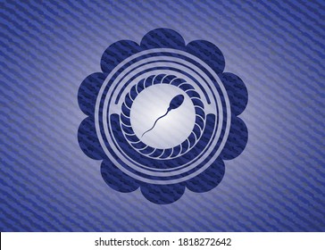 sperm icon with denim texture. 