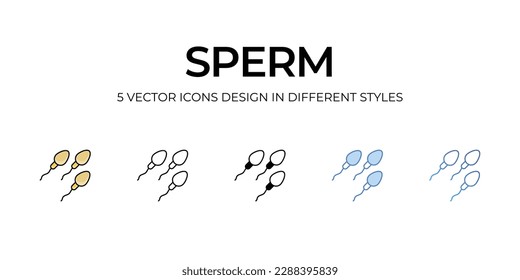 Sperm Icon Design in Five style with Editable Stroke. Line, Solid, Flat Line, Duo Tone Color, and Color Gradient Line. Suitable for Web Page, Mobile App, UI, UX and GUI design.