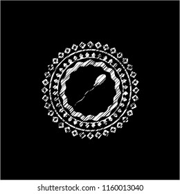 sperm icon drawn chalk emblem, retro style, chalk or chalkboard texture