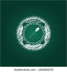 sperm icon drawn chalk emblem, retro style, chalk or chalkboard texture