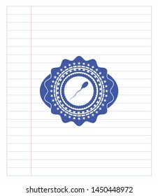 sperm icon emblem draw with pen effect. Blue ink. Vector Illustration. Detailed.