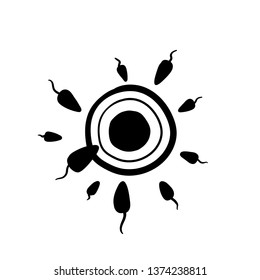 sperm icon, fertilization vector doodle drawing