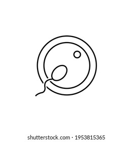 Icono de esperma fertilizando óvulos. Logo dibujado con un estilo de contorno. Imagen simple de la línea negra del concepto de recién nacido. Etiqueta para sus necesidades de diseño. Diseño web, aplicación móvil. Ilustración vectorial.