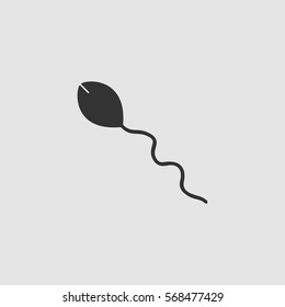 Sperm icon flat. Black pictogram on grey background. Vector illustration symbol