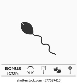 Sperm icon flat. Black pictogram on white background. Vector illustration symbol and bonus button