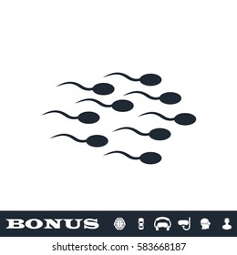 Sperm icon flat. Black pictogram on white background. Vector illustration symbol and bonus button