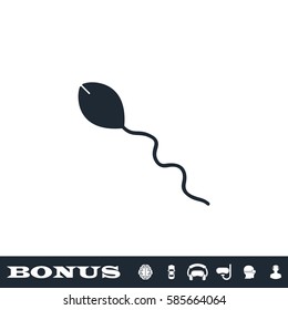 Sperm icon flat. Black pictogram on white background. Vector illustration symbol and bonus button