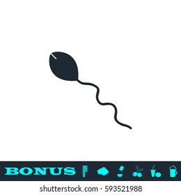 Sperm icon flat. Black pictogram on white background. Vector illustration symbol and bonus button