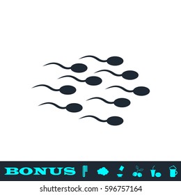 Sperm icon flat. Black pictogram on white background. Vector illustration symbol and bonus button