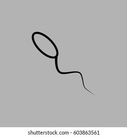 Sperm icon flat. Black pictogram