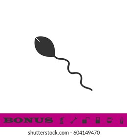 Sperm icon flat. Black pictogram on white background. Vector illustration symbol and bonus button