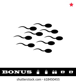 Sperm icon flat. Black pictogram on white background. Vector illustration symbol and bonus button open and closed lock, folder, star
