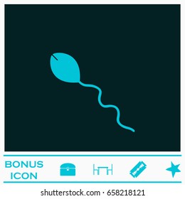 Sperm icon flat. Blue pictogram on dark background. Vector illustration symbol and bonus icons