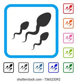 Sperm icon. Flat gray pictogram symbol inside a light blue rounded rectangle. Black, gray, green, blue, red, orange color versions of Sperm vector. Designed for web and application UI.