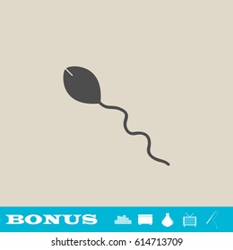 Sperm icon flat. Grey pictogram on light background. Vector illustration symbol and bonus button real estate, ottoman, vase, tv, fishing rod