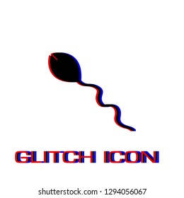 Sperm icon flat. Simple pictogram - Glitch effect. Vector illustration symbol