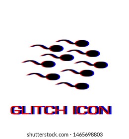 Sperm icon flat. Simple pictogram - Glitch effect. Vector illustration symbol