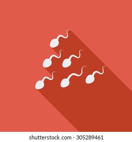 Sperm icon. Flat vector related icon with long shadow for web and mobile applications. It can be used as - logo, pictogram, icon, infographic element. Vector Illustration.