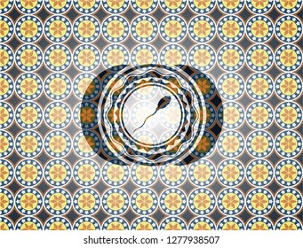 sperm icon inside arabesque badge background. arabic decoration.