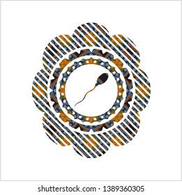sperm icon inside arabesque badge background. arabic decoration.