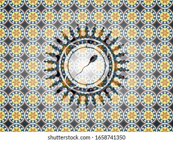 Spermiensymbol auf arabischem Hintergrund. arabische Dekoration.
